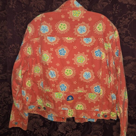 Oilily Orange Floral Jean Jacket Woman's Large - Picture 2 of 8
